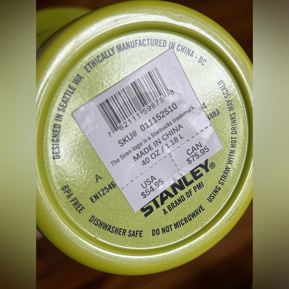 2024 Starbucks Stanley Tumbler Green/Yellow Pearl 40 oz.🌸 - Picture 6 of 9